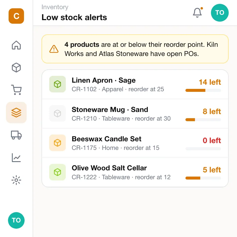 Crate — Low stock alerts