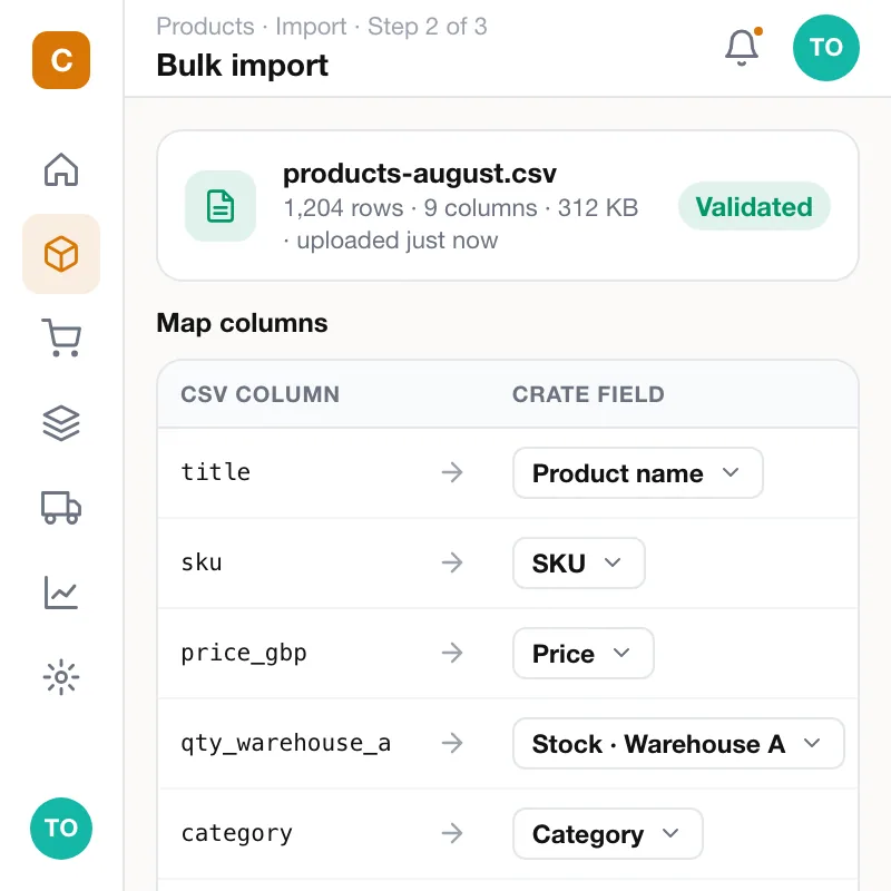 Crate — Bulk import