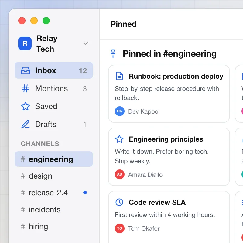 Relay — Pinned messages
