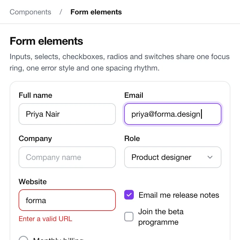 Forma — Form elements