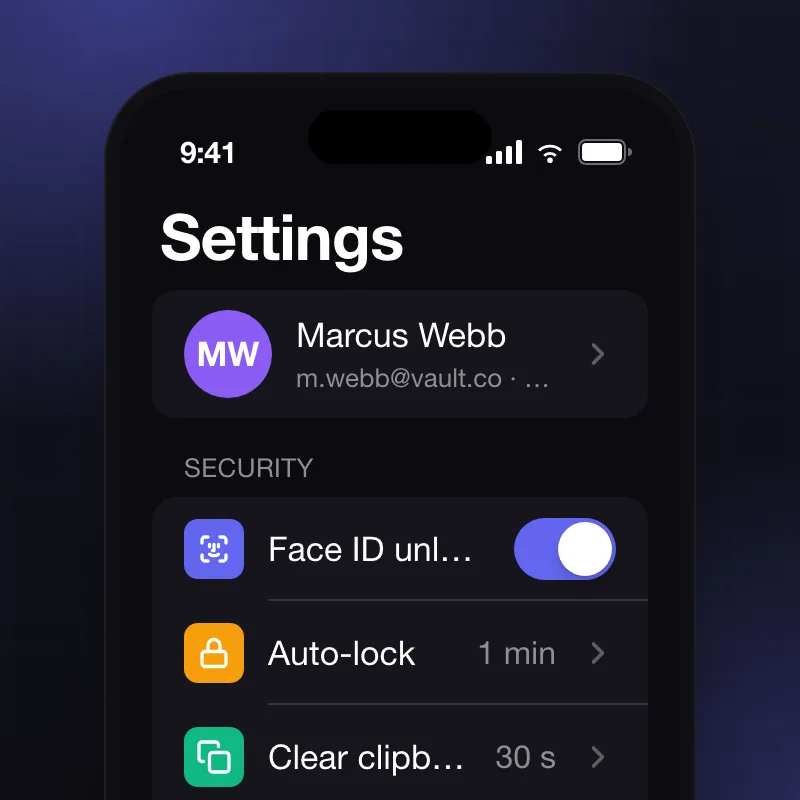 Vault — Settings
